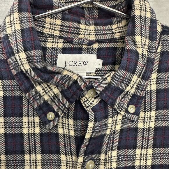 J.Crew Plaid Flannel Shirt Mens Large Thick Cabin Winter Work Rugged Preppy - Picture 4 of 8